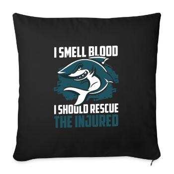 Grand requin blanc voilier poisson prédateur - Housse de coussin décorative 45 x 45 cm - noir - Devant