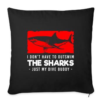 Shark Sailing Tiger Shark - Sofa pillowcase 17,3'' x 17,3'' (45 x 45 cm) - black - Front