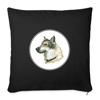 Saarloos Wolfdog Dog Aquarelle Illustration - Housse de coussin décorative 45 x 45 cm - noir - Devant