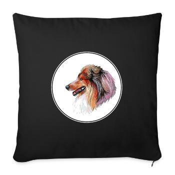 Scotch Collie Dog Aquarelle Sketch Illustration - Housse de coussin décorative 45 x 45 cm - noir - Devant