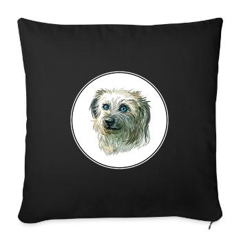 Illustration aquarelle de chien de berger pyrénéen - Housse de coussin décorative 45 x 45 cm - noir - Devant