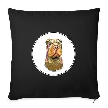Shar Pei Purebred Dog Watercolor Illustration - Sofa pillowcase 17,3'' x 17,3'' (45 x 45 cm) - black - Front