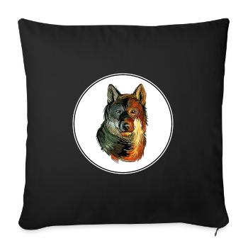 Shikoku Dog Watercolor Sketch Illustration - Sofa pillowcase 17,3'' x 17,3'' (45 x 45 cm) - black - Front