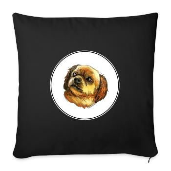 Tibetan Spaniel Dog Watercolor Sketch Illustration - Sofa pillowcase 17,3'' x 17,3'' (45 x 45 cm) - black - Front