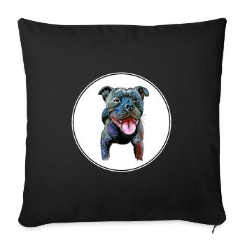 Staffordshire Bull Terrier Staffy Dog Illustration - Sofa pillowcase 17,3'' x 17,3'' (45 x 45 cm) - black - Front