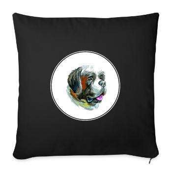 St Bernard Dog Watercolor Illustration - Sofa pillowcase 17,3'' x 17,3'' (45 x 45 cm) - black - Front