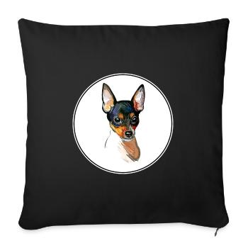 Jouet Fox Terrier Chien Aquarelle Sketch Illustration - Housse de coussin décorative 45 x 45 cm - noir - Devant