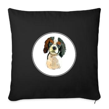 Cavalier King Charles Épagneul Illustration de chien - Housse de coussin décorative 45 x 45 cm - noir - Devant