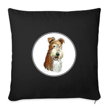Wire Fox Terrier Dog Aquarelle Illustration - Housse de coussin décorative 45 x 45 cm - noir - Devant