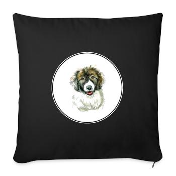 Carpathian Shepherd Puppy Dog Watercolor Illustrat - Sofa pillowcase 17,3'' x 17,3'' (45 x 45 cm) - black - Front