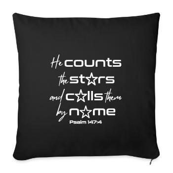Christian Design Counts and Names the Stars - Sofa pillowcase 17,3'' x 17,3'' (45 x 45 cm) - black - Front