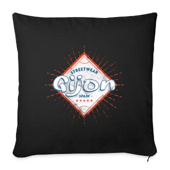 Gijon Espagne Ville Skyline Accueil Amour Vacances - Housse de coussin décorative 45 x 45 cm - noir - Devant