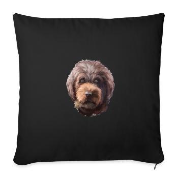 Barbet Dog Watercolor Paint Illustration - Sofa pillowcase 17,3'' x 17,3'' (45 x 45 cm) - black - Front