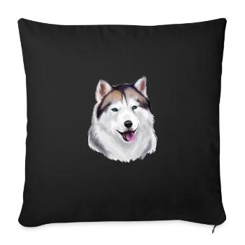 Alaskan Husky Dog Aquarelle Sketch Illustration - Housse de coussin décorative 45 x 45 cm - noir - Devant