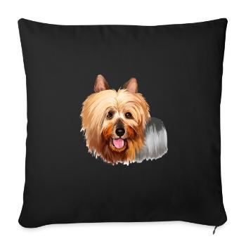 Australian Silky Terrier Dog Watercolor Illustrati - Sofa pillowcase 17,3'' x 17,3'' (45 x 45 cm) - black - Front