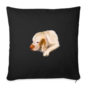 Clumber Spaniel Hund Aquarell Skizze Illustration - Sofakissenbezug 45 x 45 cm - Schwarz - Vorne