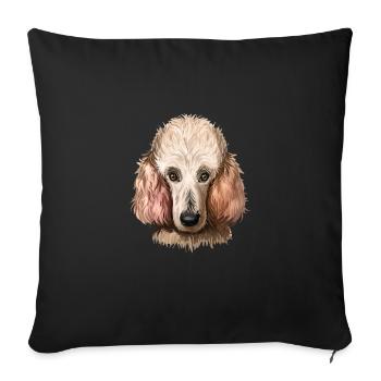 Caniche Chien Aquarelle Peinture Illustration - Housse de coussin décorative 45 x 45 cm - noir - Devant