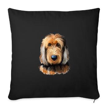 Illustration de l’aquarelle du chien Otterhound - Housse de coussin décorative 45 x 45 cm - noir - Devant