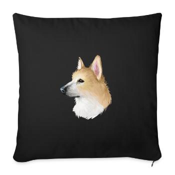 Norwegischer Buhund Hund Aquarell Illustration - Sofakissenbezug 45 x 45 cm - Schwarz - Vorne