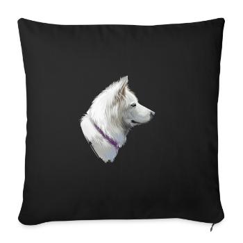 Illustration de croquis à l’aquarelle du chien Pungsan - Housse de coussin décorative 45 x 45 cm - noir - Devant