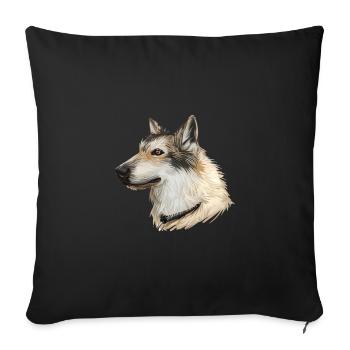 Saarloos Wolfdog Dog Aquarelle Illustration - Housse de coussin décorative 45 x 45 cm - noir - Devant