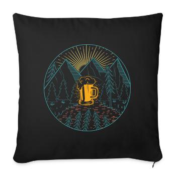 Berge Bier Wandern Bergsteigen - Sofakissenbezug 45 x 45 cm - Schwarz - Vorne
