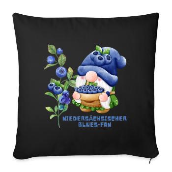 Blaubeeren Wichtel Niedersächsischer Blues Fan - Sofakissenbezug 45 x 45 cm - Schwarz - Vorne