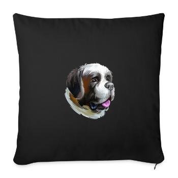 St Bernard Dog Watercolor Illustration - Sofa pillowcase 17,3'' x 17,3'' (45 x 45 cm) - black - Front