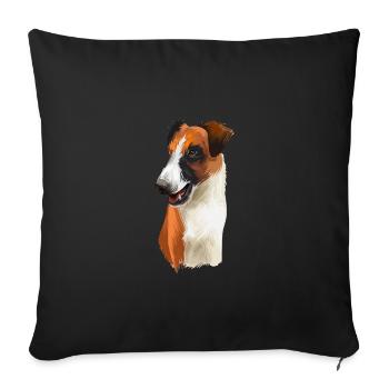 Illustration d’aquarelle de chien Fox Terrier lisse - Housse de coussin décorative 45 x 45 cm - noir - Devant