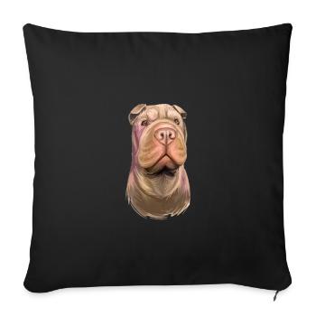 Shar Pei Purebred Dog Watercolor Illustration - Sofa pillowcase 17,3'' x 17,3'' (45 x 45 cm) - black - Front