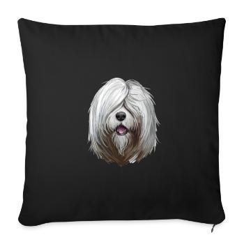 Südrussischer Ovcharka Hund Aquarell Illustration - Sofakissenbezug 45 x 45 cm - Schwarz - Vorne