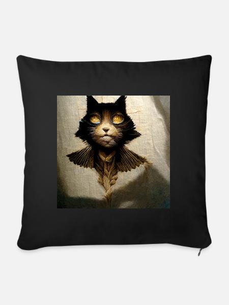Katze - Engel - Transformation - Sofakissenbezug 45 x 45 cm - Schwarz