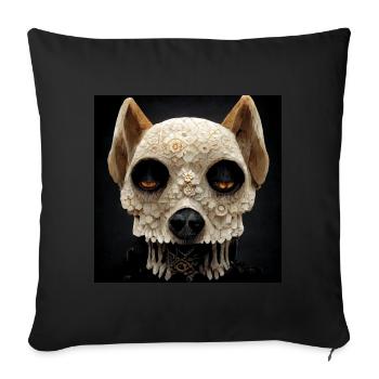 Hund Hündin Schädel Totenkopf Skull - Sofakissenbezug 45 x 45 cm - Schwarz - Vorne