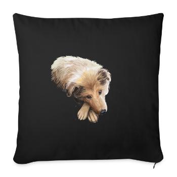 Scotch Collie Dog Aquarelle Sketch Illustration - Housse de coussin décorative 45 x 45 cm - noir - Devant