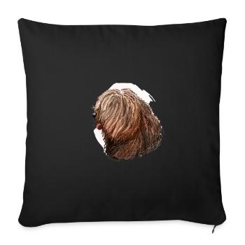 Illustration de l’aquarelle du chien d’eau espagnol - Housse de coussin décorative 45 x 45 cm - noir - Devant