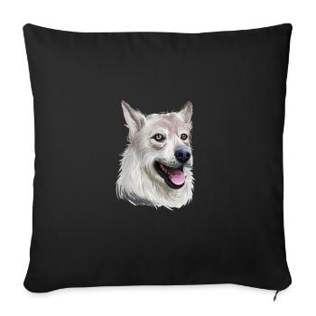 Illustration de l’aquarelle du chien Laika de Sibérie occidentale - Housse de coussin décorative 45 x 45 cm - noir - Devant