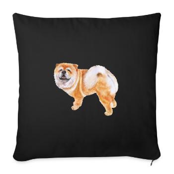 Chow Chow Dog Aquarelle Sketch Illustration - Housse de coussin décorative 45 x 45 cm - noir - Devant