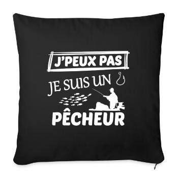 j peux pas j ai pêche - Housse de coussin décorative 45 x 45 cm - noir - Devant