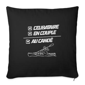 canoë humour kayak - Housse de coussin décorative 45 x 45 cm - noir - Devant