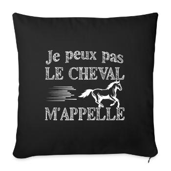 Je peux pas j ai cheval - Housse de coussin décorative 45 x 45 cm - noir - Devant
