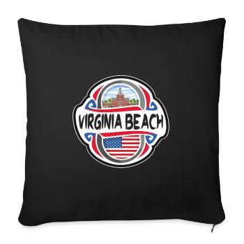 Virginia Beach USA United States Flag Travel Souve - Sofa pillowcase 17,3'' x 17,3'' (45 x 45 cm) - black - Front
