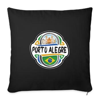 Porto Alegre Brazil Flag Travel Souvenir Badge Sta - Sofa pillowcase 17,3'' x 17,3'' (45 x 45 cm) - black - Front