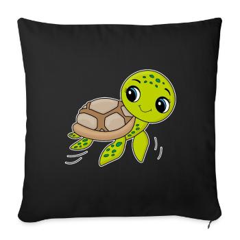 Tortue, animal mignon, océan - Housse de coussin décorative 45 x 45 cm - noir - Devant