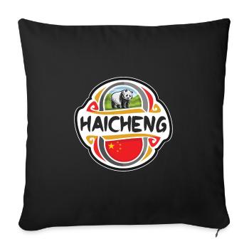 Haicheng China Flag Badge Travel Souvenir Stamp - Sofa pillowcase 17,3'' x 17,3'' (45 x 45 cm) - black - Front