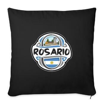 Rosario Argentine Drapeau Badge Voyage Souvenir Timbre - Housse de coussin décorative 45 x 45 cm - noir - Devant