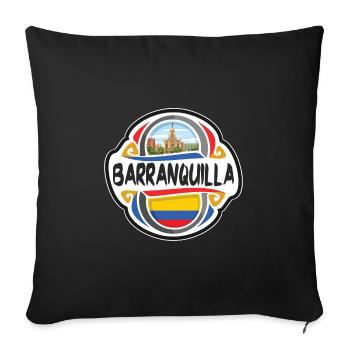 Barranquilla Colombie Drapeau Voyage Souvenir Badge S - Housse de coussin décorative 45 x 45 cm - noir - Devant