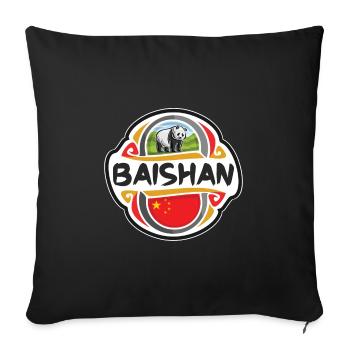 Baishan China Flag Badge Travel Souvenir Stamp - Sofa pillowcase 17,3'' x 17,3'' (45 x 45 cm) - black - Front