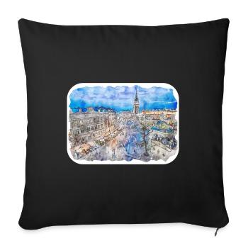 Krakau Polen Aquarellskizze Gezeichnete Illustration - Sofakissenbezug 45 x 45 cm - Schwarz - Vorne