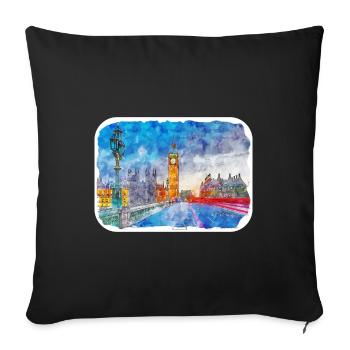 England UK Watercolor Sketch Drawn Illustration - Sofa pillowcase 17,3'' x 17,3'' (45 x 45 cm) - black - Front