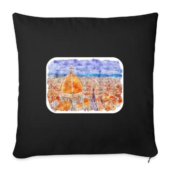 Florence Italie Aquarelle Esquisse Peinture Dessinée - Housse de coussin décorative 45 x 45 cm - noir - Devant